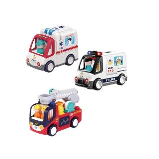 【KIDMATE】台灣好車隊-互動救援車隊3入組(中英雙語 變形式場景 電動車 聲光探索玩具車 互動救援車隊)