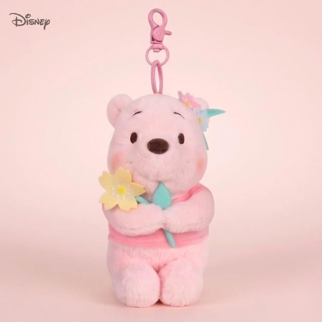 【Disney 迪士尼】正版授權櫻花系列12cm小熊維尼玩偶戀愛告白吊飾鑰匙圈(閨蜜女友女兒聖誕生日交換禮物)