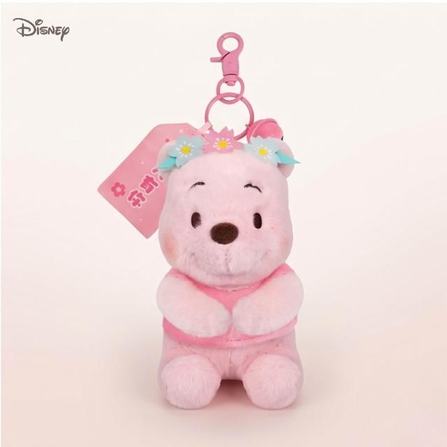 【Disney 迪士尼】正版授權櫻花系列12cm小熊維尼玩偶戀愛告白吊飾鑰匙圈(閨蜜女友女兒聖誕生日交換禮物)