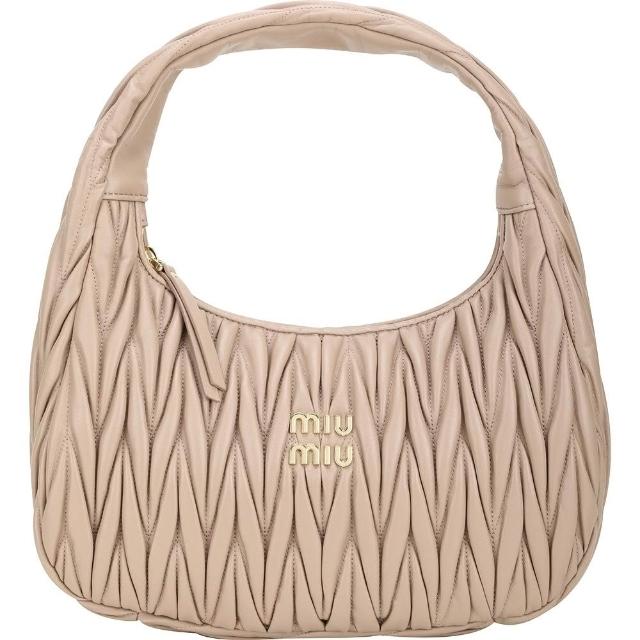 【MIU MIU】Wander Matelasse 30CM 皺褶納帕皮革肩背包-2色可選