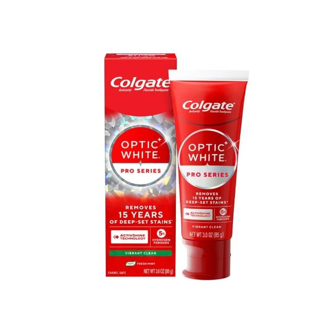 【Colgate 高露潔】OPTIC WHITE光感.白牙膏85g+Easy Comfort牙刷3入(美白/亮白)