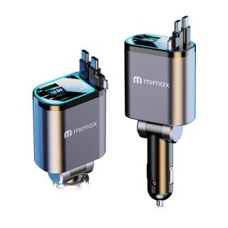 【mimax 米覓】四合一伸縮式充電器 氛圍燈款(車充 車用 汽車充電器 Type-C USB)