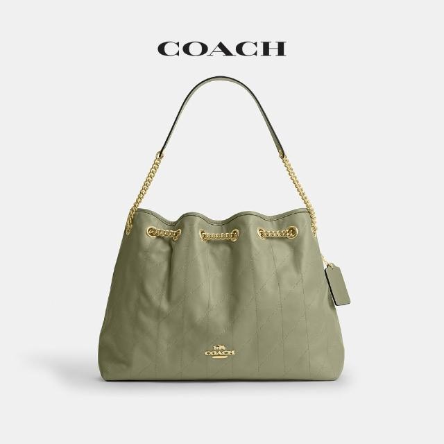 【COACH】蔻馳官方直營 絎縫細節EVELYN單肩包 單肩手袋 肩背包-IM/酪梨綠(CDR00)