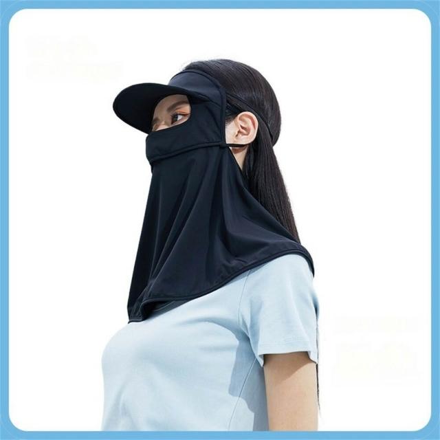 【KEDDY】女生遮陽帽-防曬面罩-透氣涼感-騎車護頸帽-臉部防曬帽子-防紫外線帽-防曬口罩-臉罩遮陽帽