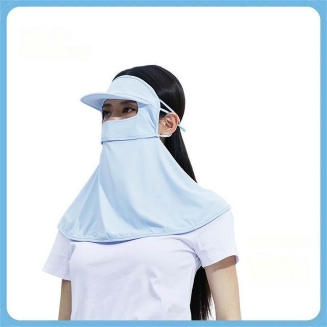 【KEDDY】女生遮陽帽-防曬面罩-透氣涼感-騎車護頸帽-臉部防曬帽子-防紫外線帽-防曬口罩-臉罩遮陽帽