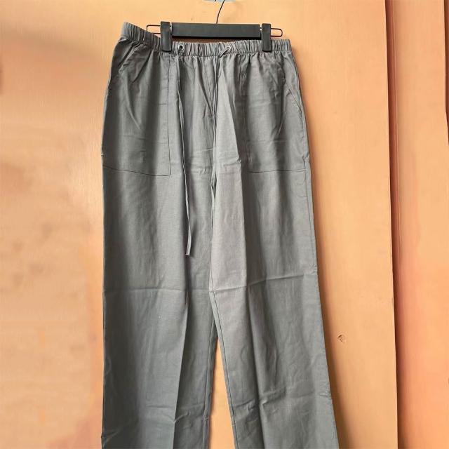 【巴黎精品】現貨+預購 亞麻棉麻褲大碼寬褲透氣吸汗(運動休閒長褲男褲子2款b1a3)