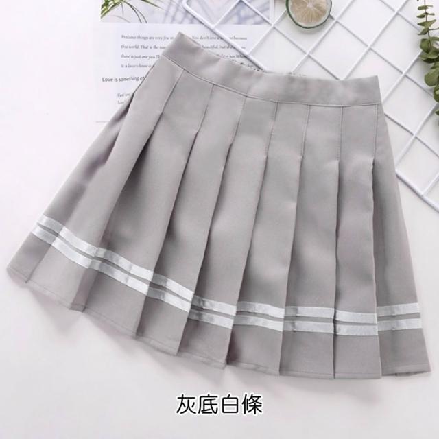 【橘魔法】調節扣 雙色線條百褶裙 內有安全褲 女童 兒童 大童 褲裙 短裙 裙子 校園 表演 聖誕節 親子款