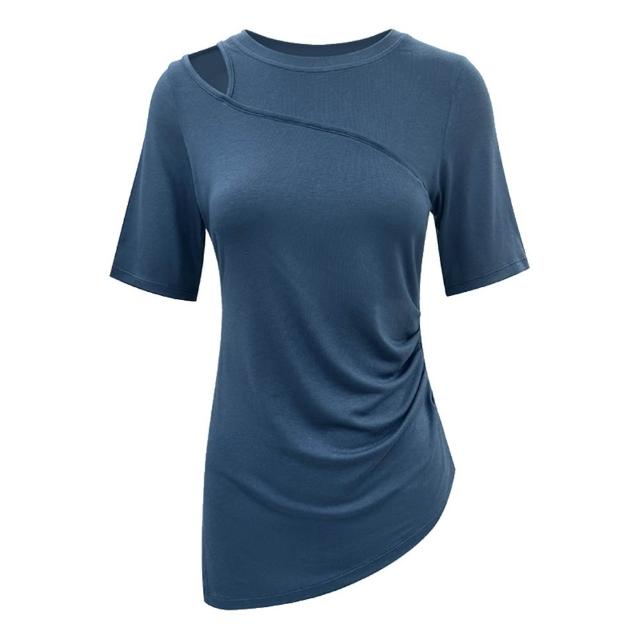 【巴黎精品】現貨限搶 瑜珈服短袖運動服運動上衣跑步背心修身顯瘦瑜伽服(吸濕排汗女上衣3色v1ax12)S