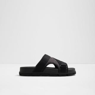 【ALDO】DENIELS-時尚寬織帶幾何設計涼拖鞋-男鞋(黑色)