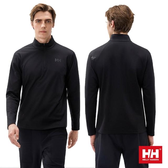 【Helly Hansen】男 輕戶外 休閒 柔軟 磨毛 拉鍊半開襟 長袖上衣 黑