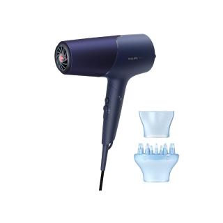 【Philips 飛利浦】BHD518 沙龍級護髮負離子吹風機 (霧藍黑/4000萬負離子/附烘罩/官方直營)