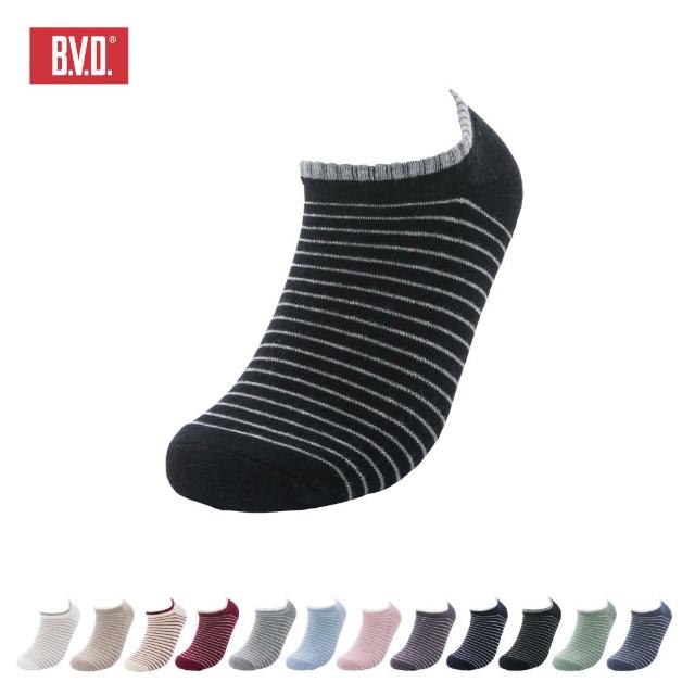 【BVD】新色上市!6件組-條紋毛巾底女踝襪(B208 吸汗透氣 舒適柔軟 女襪)