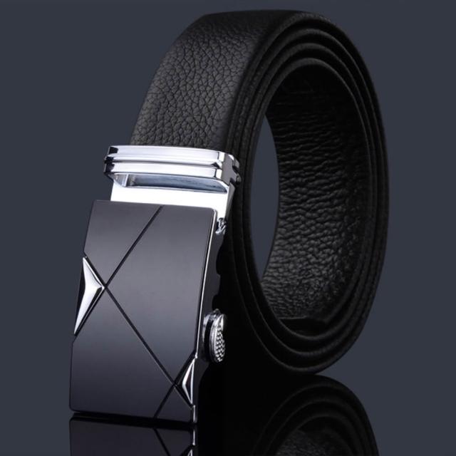 【米蘭精品】買一送一 現貨限搶 100%真皮皮帶男牛皮腰帶商務皮帶金屬皮帶男襯衫西裝褲(自動扣耐磨73qg19)