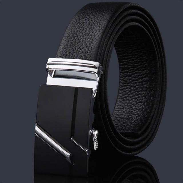 【米蘭精品】買一送一 現貨限搶 100%真皮皮帶男牛皮腰帶商務皮帶金屬皮帶男襯衫西裝褲(自動扣耐磨73qg19)