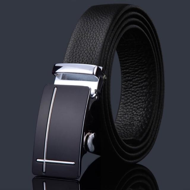 【米蘭精品】買一送一 現貨限搶 100%真皮皮帶男牛皮腰帶商務皮帶金屬皮帶男襯衫西裝褲(自動扣耐磨73qg19)
