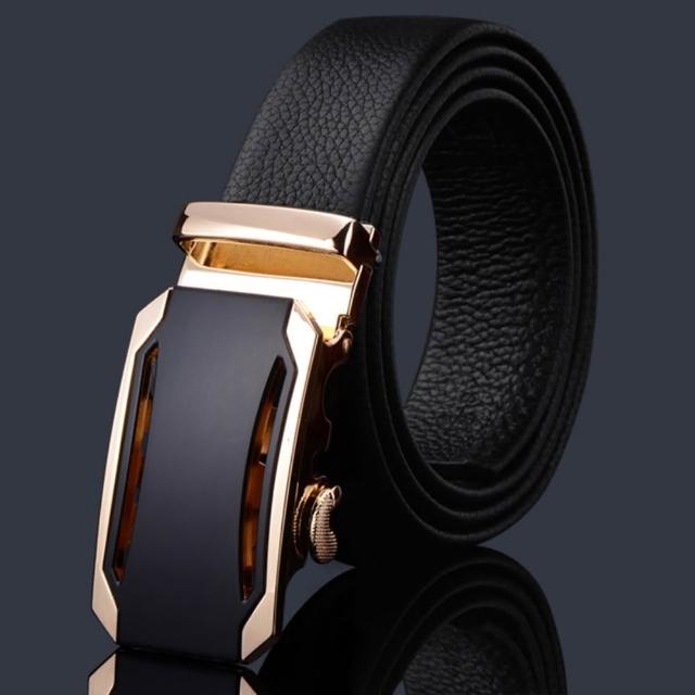 【米蘭精品】買一送一 現貨限搶 100%真皮皮帶男牛皮腰帶商務皮帶金屬皮帶男襯衫西裝褲(自動扣耐磨73qg19)