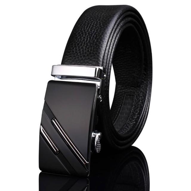 【米蘭精品】買一送一 現貨限搶 100%真皮皮帶男牛皮腰帶商務皮帶金屬皮帶男襯衫西裝褲(自動扣耐磨73qg19)