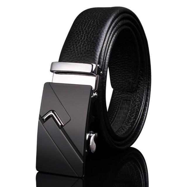 【米蘭精品】買一送一 現貨限搶 100%真皮皮帶男牛皮腰帶商務皮帶金屬皮帶男襯衫西裝褲(自動扣耐磨73qg19)