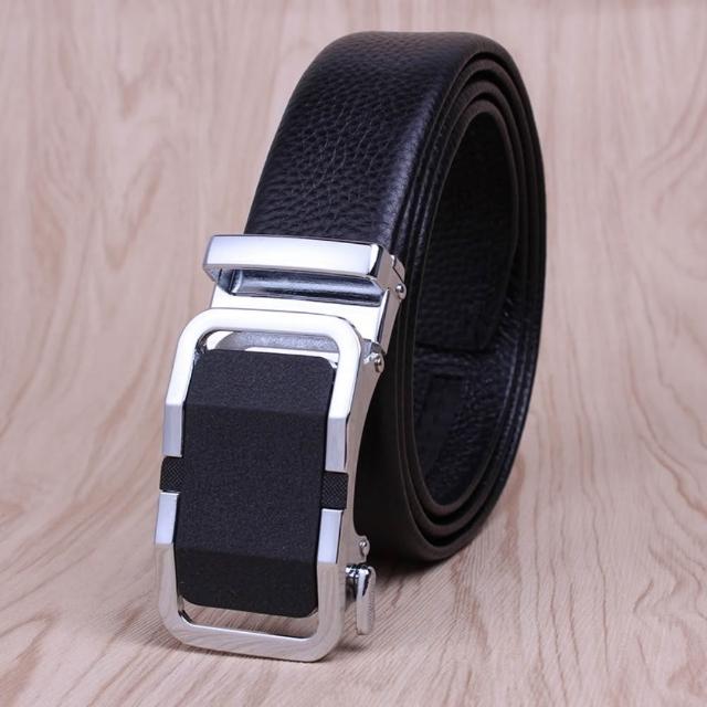 【米蘭精品】買一送一 現貨限搶 100%真皮皮帶男牛皮腰帶商務皮帶金屬皮帶男襯衫西裝褲(自動扣耐磨73qg19)