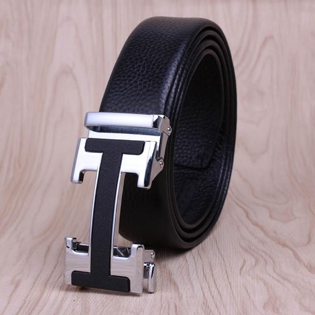 【米蘭精品】買一送一 現貨限搶 100%真皮皮帶男牛皮腰帶商務皮帶金屬皮帶男襯衫西裝褲(自動扣耐磨73qg19)