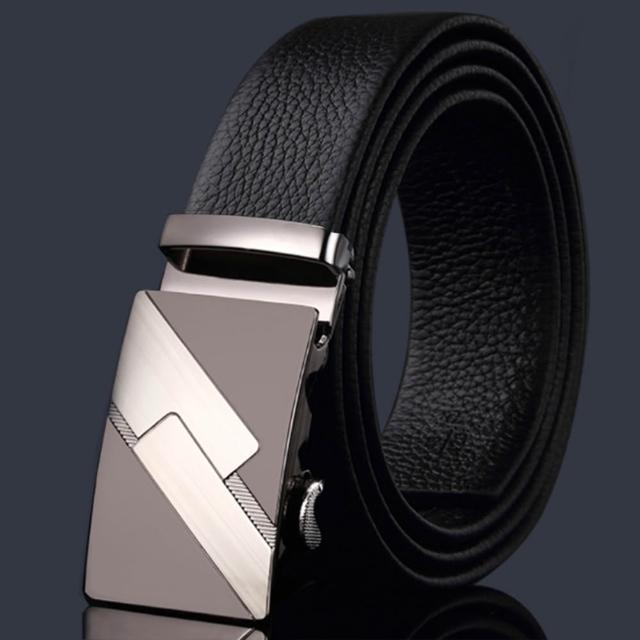 【米蘭精品】買一送一 現貨限搶 100%真皮皮帶男牛皮腰帶商務皮帶金屬皮帶男襯衫西裝褲(自動扣耐磨73qg19)