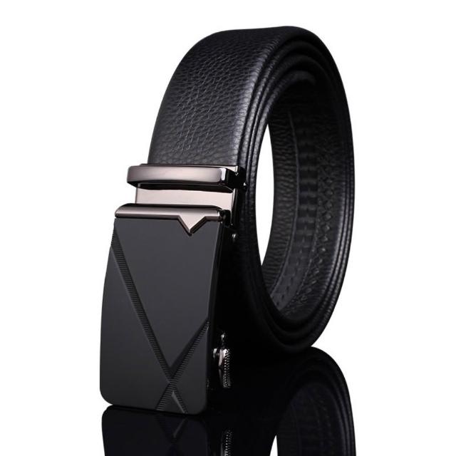 【米蘭精品】買一送一 現貨限搶 100%真皮皮帶男牛皮腰帶商務皮帶金屬皮帶男襯衫西裝褲(自動扣耐磨73qg19)