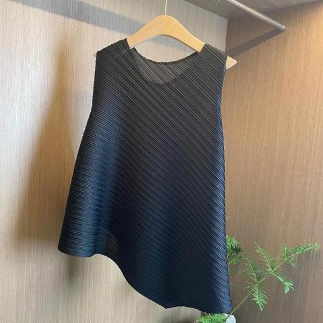 【巴黎精品】現貨限搶 三宅風皺褶衣服褶皺上衣摺衣彈力大尺碼(高領無袖寬鬆女T恤3款b1a36)
