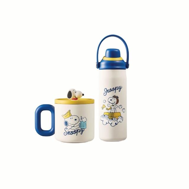 【CorelleBrands 康寧餐具】Snapware SNOOPY保溫馬克杯360ml+手提運動瓶600ml-多款任選