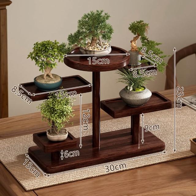 新川實木桌面博古架松木擺檯小型擺件盆栽植物置物架展示架小花臺- momo