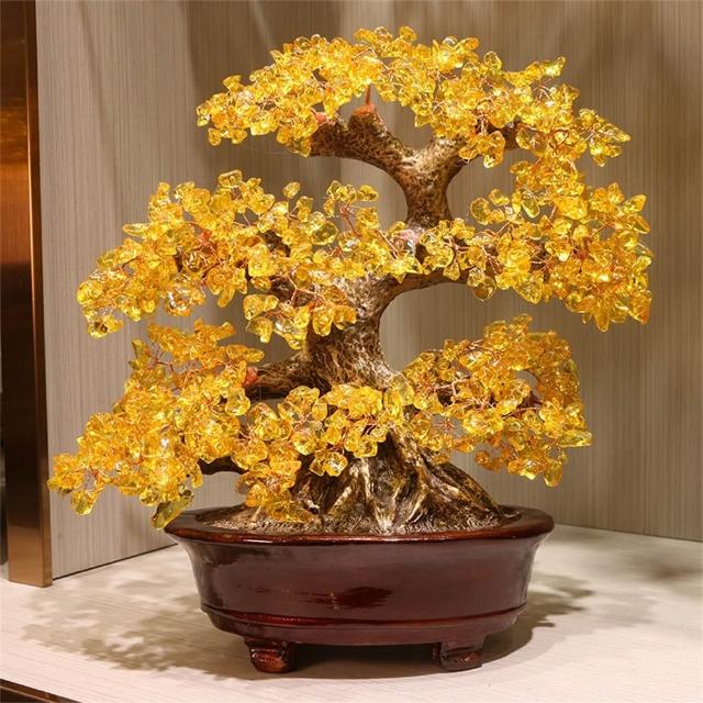 黃水晶招財樹招財擺飾開運旺運吉祥物東陵玉發財樹搖錢樹居家/ 辦公室