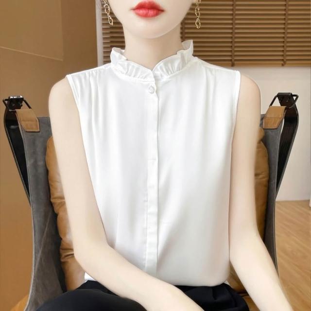 【巴黎精品】現貨限搶 頂級法式絲質上衣緞面背心名媛絲綢冰絲襯衫天絲無袖女T恤(純色5色b5a2)