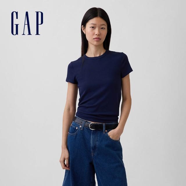 【GAP】男女裝 彈力貼身百搭/棉質舒適短袖T恤-多款任選(839665&440768&440775)