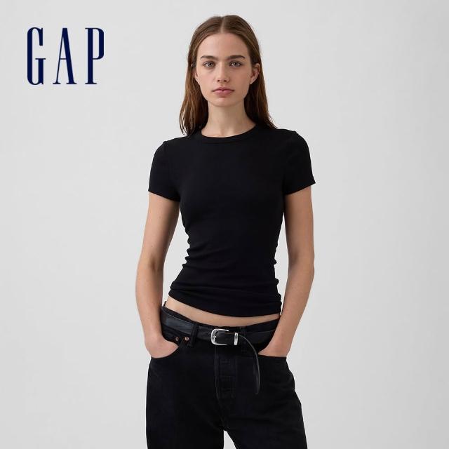 【GAP】男女裝 彈力貼身百搭/棉質舒適短袖T恤-多款任選(839665&440768&440775)