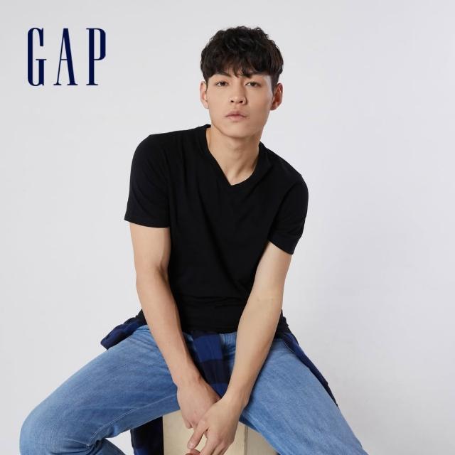 【GAP】男女裝 彈力貼身百搭/棉質舒適短袖T恤-多款任選(839665&440768&440775)