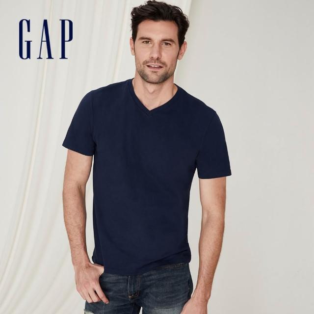 【GAP】男女裝 彈力貼身百搭/棉質舒適短袖T恤-多款任選(839665&440768&440775)