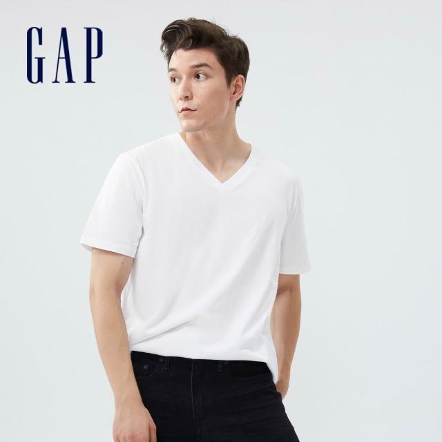 【GAP】男女裝 彈力貼身百搭/棉質舒適短袖T恤-多款任選(839665&440768&440775)