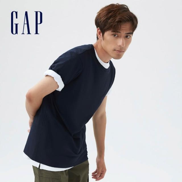 【GAP】男女裝 彈力貼身百搭/棉質舒適短袖T恤-多款任選(839665&440768&440775)