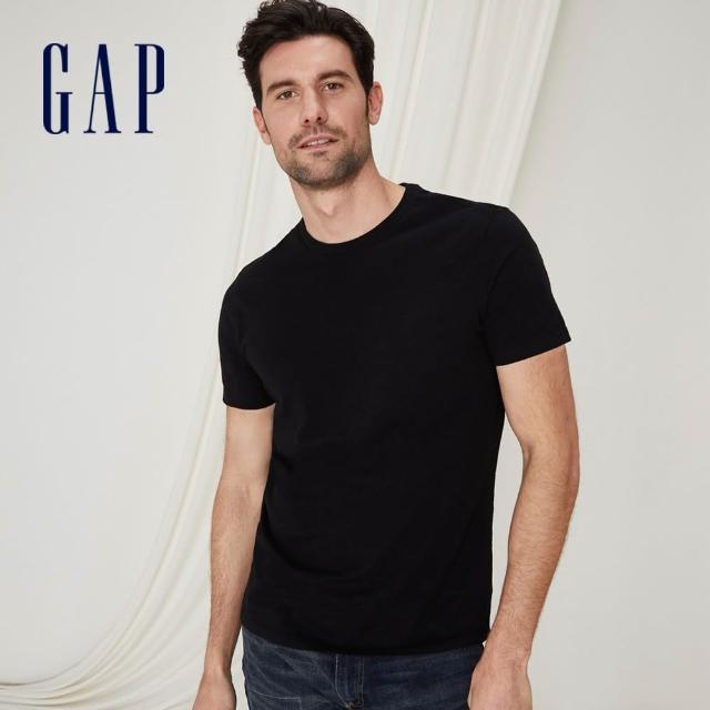 【GAP】男女裝 彈力貼身百搭/棉質舒適短袖T恤-多款任選(839665&440768&440775)