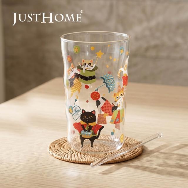 【Just Home】萌系動物透明玻璃雲朵杯470ml單入-2款可選(杯 玻璃杯 耐熱玻璃)
