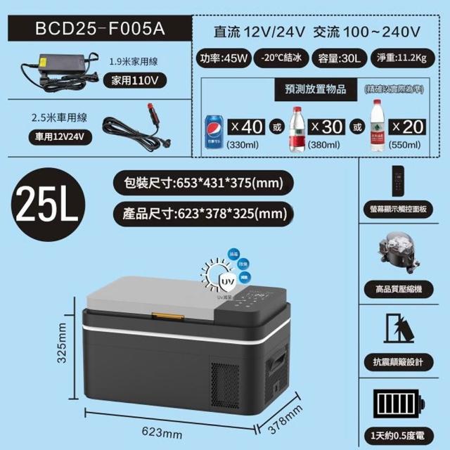 Eco森活 25L車家兩用小冰箱 12V/24V冰箱（冰櫃 冷凍箱 冷藏箱 製冷櫃 保鮮冷藏櫃 壓縮機冰箱）