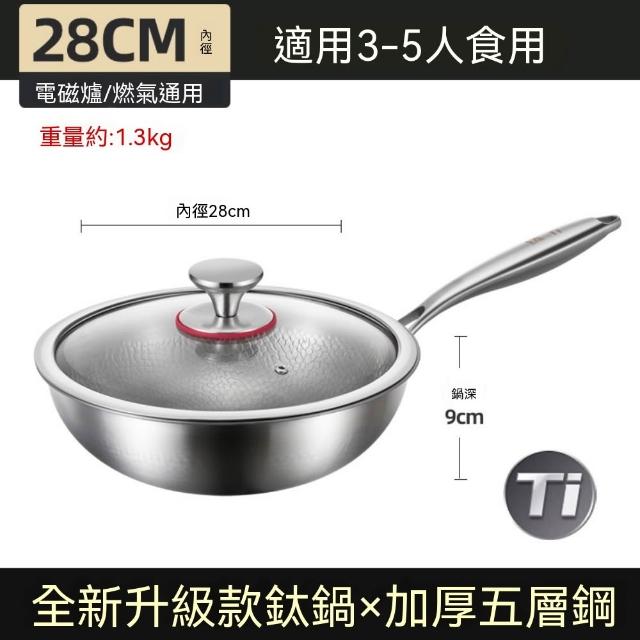 【佳美多】鍋 炒鍋 家用鍋 平底鍋 鈦炒鍋 通用爐具 家用炒菜鍋 輕量好翻炒 28cm  多種爐具使用 加深鍋身