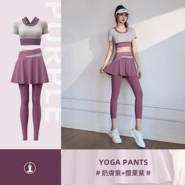 【巴黎精品】現貨限搶 瑜珈服套裝短袖運動服運動上衣休閒女裝瑜伽服-彈力透氣瑜珈褲修身長褲多色b1a54 A