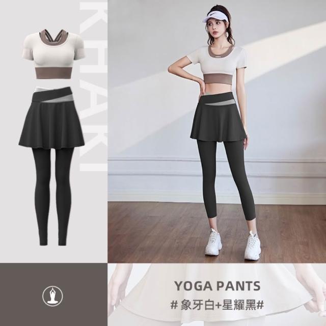 【巴黎精品】現貨限搶 瑜珈服套裝短袖運動服運動上衣休閒女裝瑜伽服-彈力透氣瑜珈褲修身長褲多色b1a54 A
