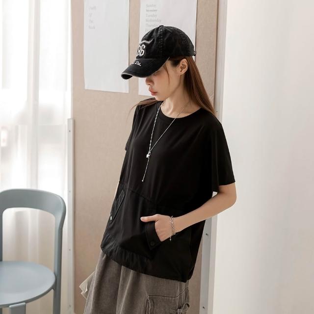 【OB 嚴選】涼感冰絲防曬抽繩口袋短袖上衣 《AB21124》 適 2L~5L