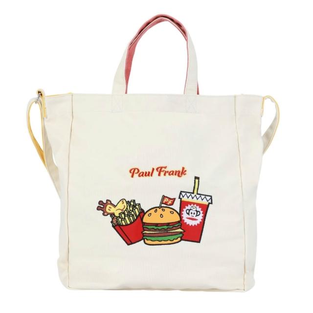 【Paul Frank 大嘴猴】官方直營 美國大嘴猴 卡通速食大容量帆布袋-米白