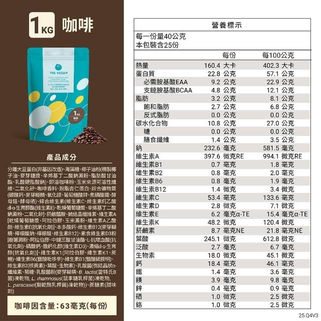 【THE VEGAN 樂維根】經典植物優蛋白 3組入 1KG/袋(優蛋白.高蛋白.蛋白粉.台灣製造.全素)