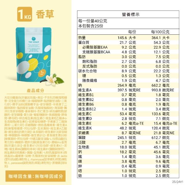 【THE VEGAN 樂維根】經典植物優蛋白 3組入 1KG/袋(優蛋白.高蛋白.蛋白粉.台灣製造.全素)