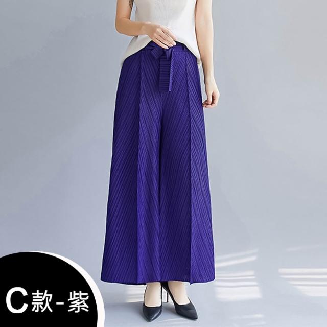【K.W.】韓國空運三宅極簡甜美壓褶輕褲/裙(皺褶/中大尺碼/輕薄/小香風/婚禮/設計師)