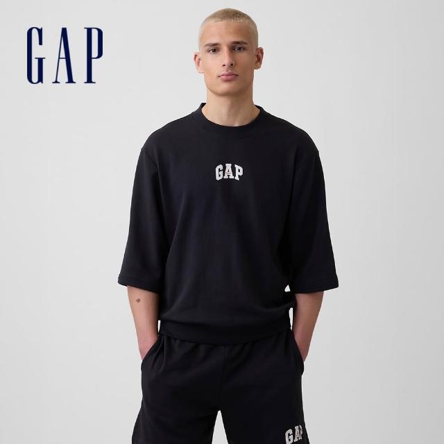 【GAP】男裝 寬版Gap LOGO法式毛圈布七分袖T恤-多色可選(894498)