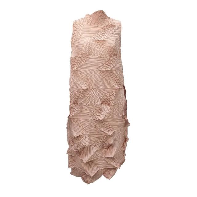 【巴黎精品】現貨+預購 三宅風皺褶衣連身裙壓褶洋裝大尺碼女裝連衣裙(時尚無袖背心女裙子3款b1a63 C)